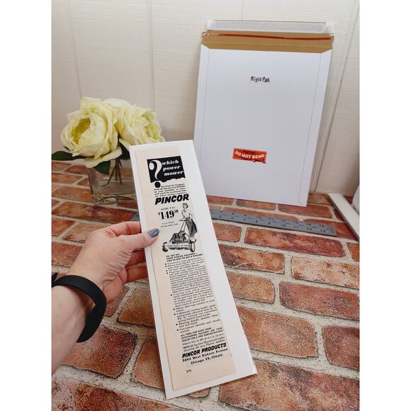 1950 Happy Housewife in Long Skirt Pushing‎ Large Power Lawn Mower Vtg Print Ad - Picture 2 of 6